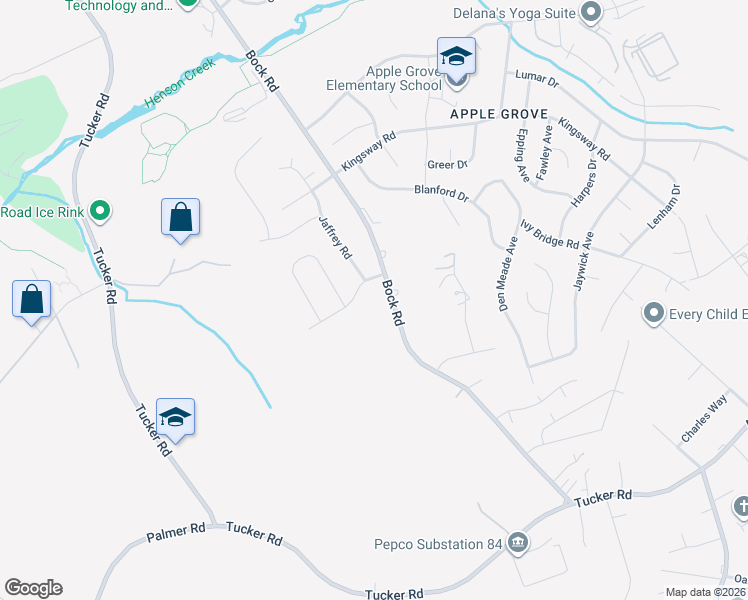 map of restaurants, bars, coffee shops, grocery stores, and more near 7801 Bock Road in Fort Washington