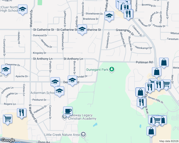 map of restaurants, bars, coffee shops, grocery stores, and more near 1830 Ardmore Drive in Florissant
