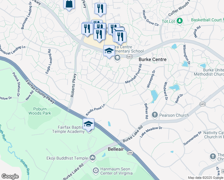 map of restaurants, bars, coffee shops, grocery stores, and more near 10159 Marshall Pond Road in Burke