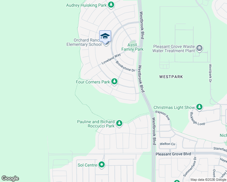 map of restaurants, bars, coffee shops, grocery stores, and more near 7121 Castle Rock Way in Roseville