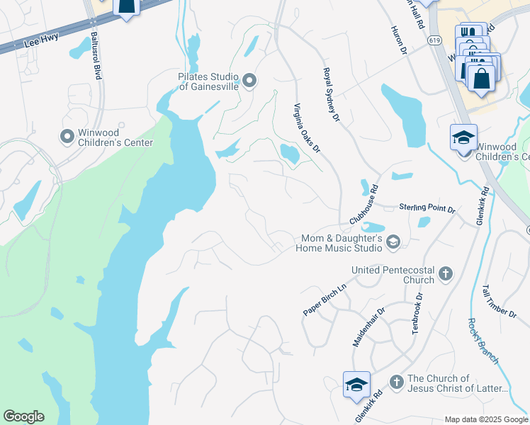 map of restaurants, bars, coffee shops, grocery stores, and more near 8071 Montour Heights Drive in Gainesville