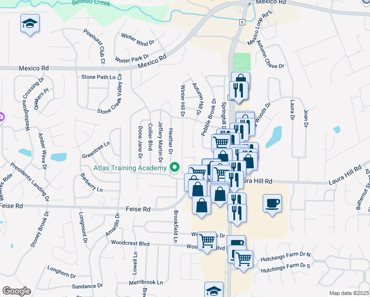 map of restaurants, bars, coffee shops, grocery stores, and more near 1917 Autumn Hill Drive in O'Fallon