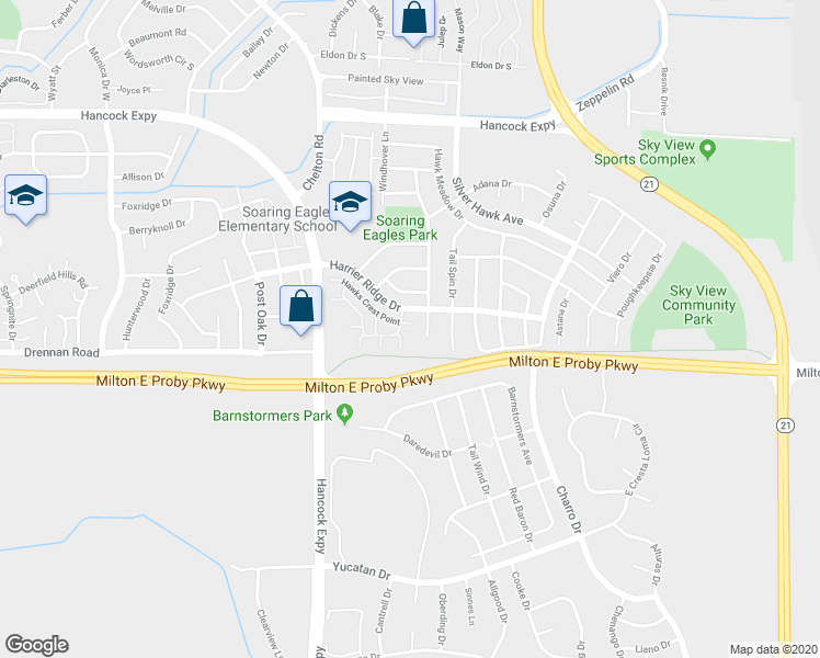map of restaurants, bars, coffee shops, grocery stores, and more near 5123 Hawks Crest Point in Colorado Springs