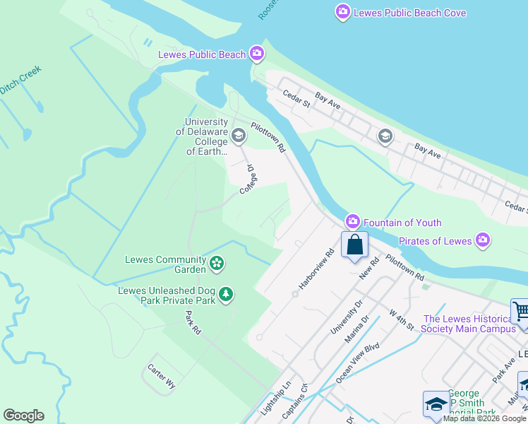map of restaurants, bars, coffee shops, grocery stores, and more near 122 Rodney Avenue in Lewes