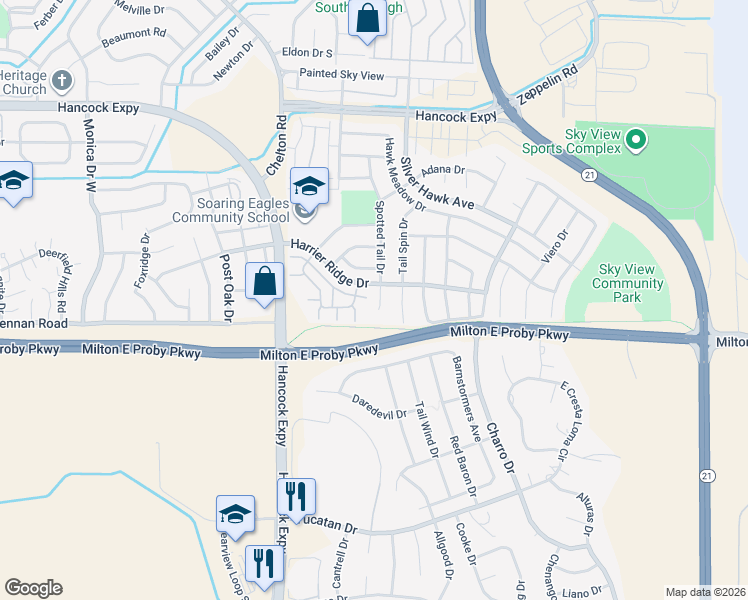 map of restaurants, bars, coffee shops, grocery stores, and more near 3448 Spotted Tail Drive in Colorado Springs