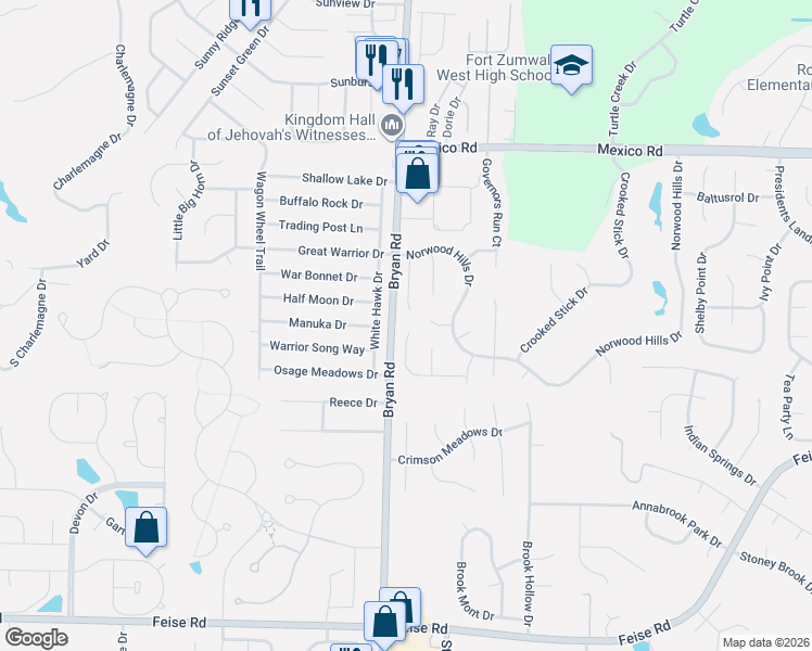 map of restaurants, bars, coffee shops, grocery stores, and more near 1296 Clinton Hill Court in O'Fallon