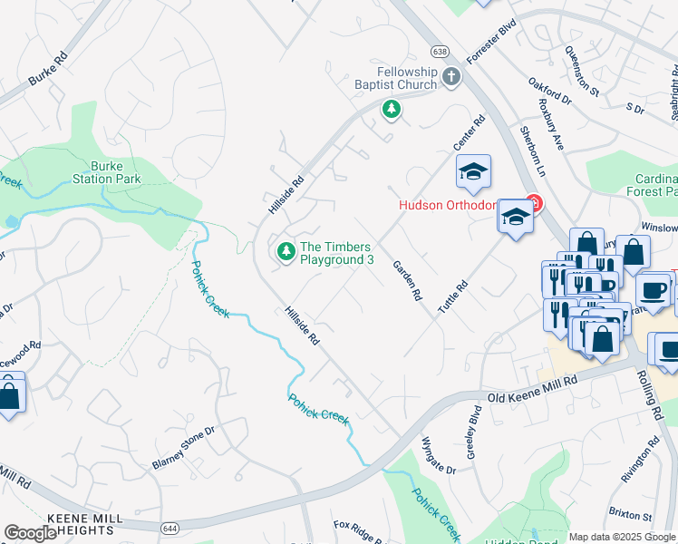 map of restaurants, bars, coffee shops, grocery stores, and more near 6126 Lee Brooke Place in West Springfield