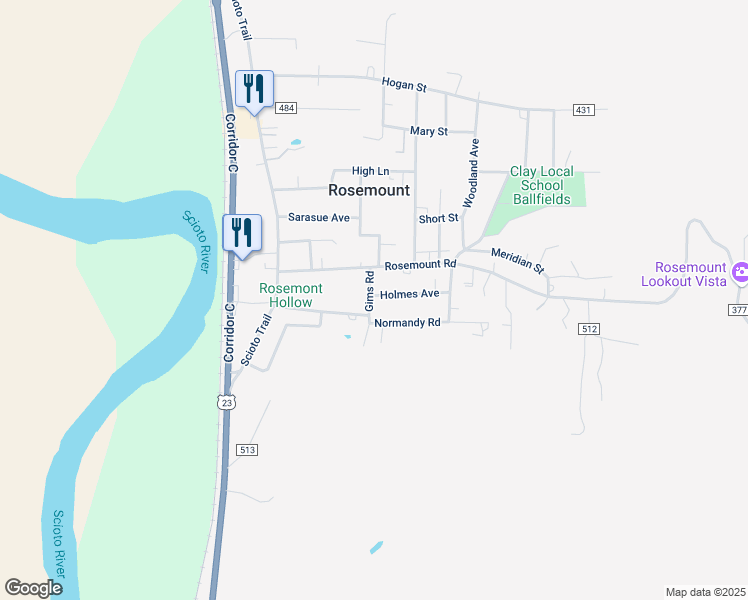 map of restaurants, bars, coffee shops, grocery stores, and more near 4348 Gims Road in Portsmouth