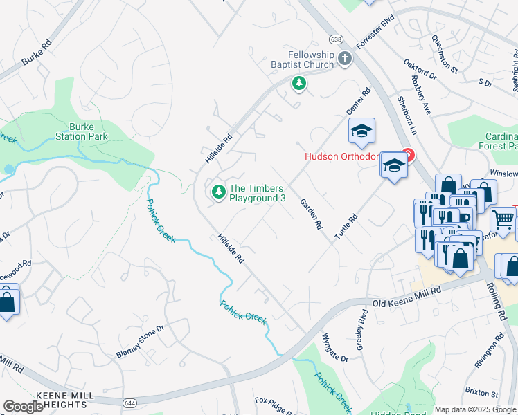 map of restaurants, bars, coffee shops, grocery stores, and more near 6126 Lee Brooke Place in West Springfield