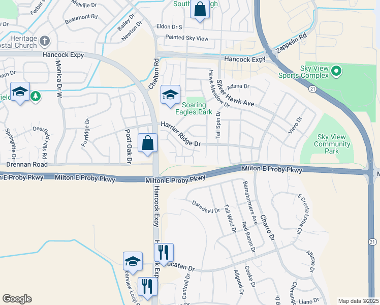 map of restaurants, bars, coffee shops, grocery stores, and more near 3591 Grey Owl Point in Colorado Springs