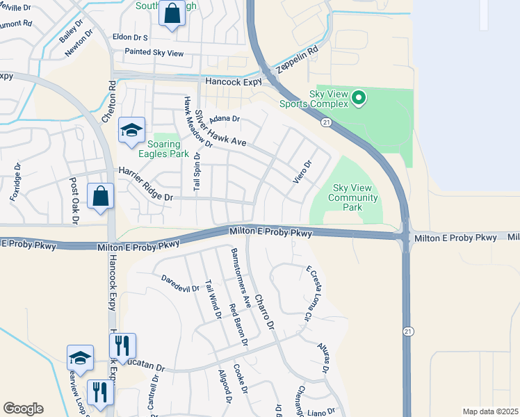 map of restaurants, bars, coffee shops, grocery stores, and more near 3436 Astana Drive in Colorado Springs
