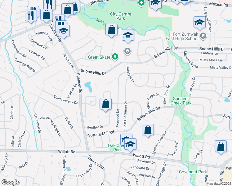 map of restaurants, bars, coffee shops, grocery stores, and more near 37 Dogwood Lane in Saint Peters