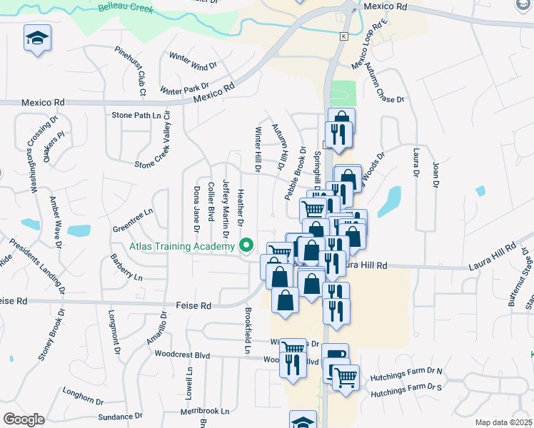 map of restaurants, bars, coffee shops, grocery stores, and more near 1917 Autumn Hill Drive in O'Fallon