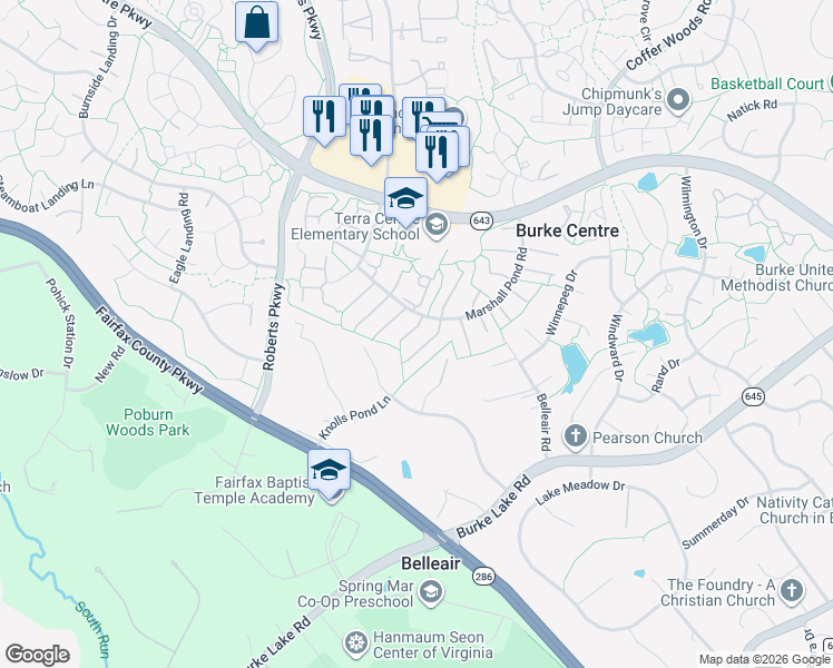 map of restaurants, bars, coffee shops, grocery stores, and more near 10173 Marshall Pond Road in Burke