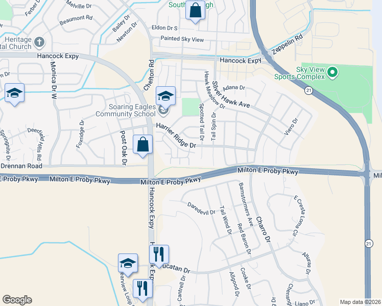 map of restaurants, bars, coffee shops, grocery stores, and more near 3591 Grey Owl Point in Colorado Springs