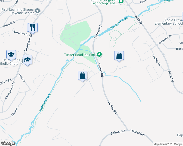 map of restaurants, bars, coffee shops, grocery stores, and more near 1771 Tucker Road in Fort Washington