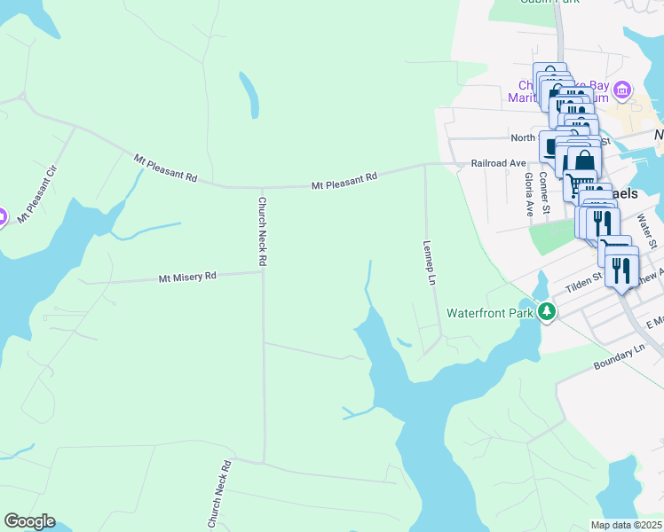 map of restaurants, bars, coffee shops, grocery stores, and more near in Saint Michaels
