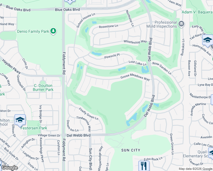 map of restaurants, bars, coffee shops, grocery stores, and more near 633 Paddlewheel Court in Roseville