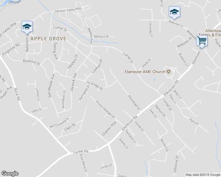 map of restaurants, bars, coffee shops, grocery stores, and more near 3205 Radford Lane in Fort Washington