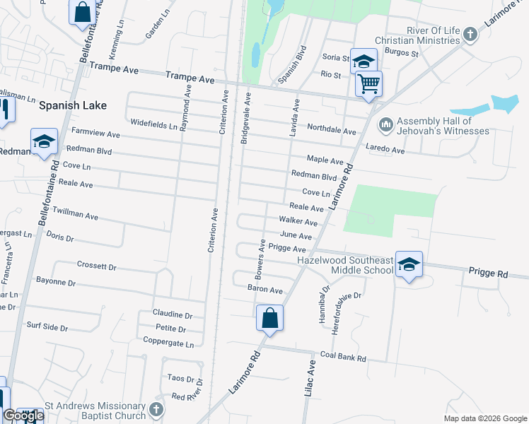 map of restaurants, bars, coffee shops, grocery stores, and more near 1172 Walker Avenue in St. Louis