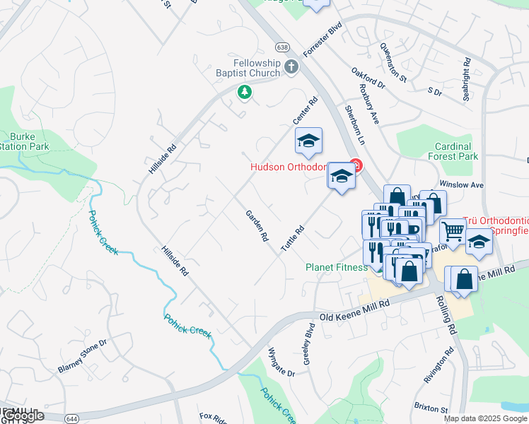 map of restaurants, bars, coffee shops, grocery stores, and more near 6214 Cardinal Brook Court in West Springfield