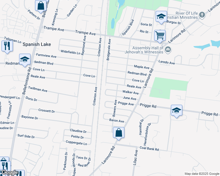 map of restaurants, bars, coffee shops, grocery stores, and more near 1226 Walker Avenue in St. Louis