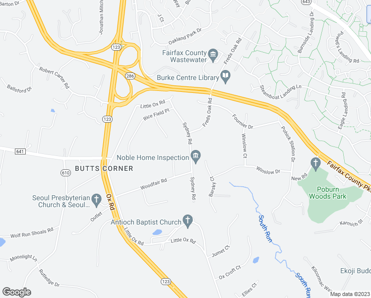 map of restaurants, bars, coffee shops, grocery stores, and more near 6236 Sydney Road in Fairfax Station