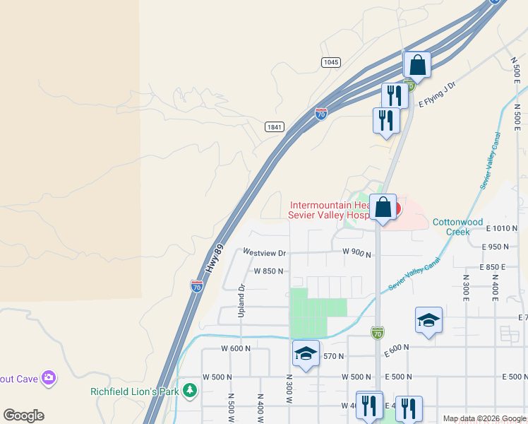 map of restaurants, bars, coffee shops, grocery stores, and more near in Richfield
