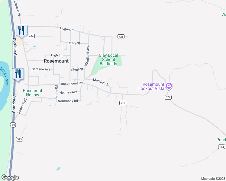 map of restaurants, bars, coffee shops, grocery stores, and more near 1620 Rosemount Road in Portsmouth