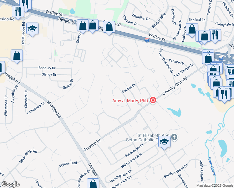 map of restaurants, bars, coffee shops, grocery stores, and more near in St. Charles County