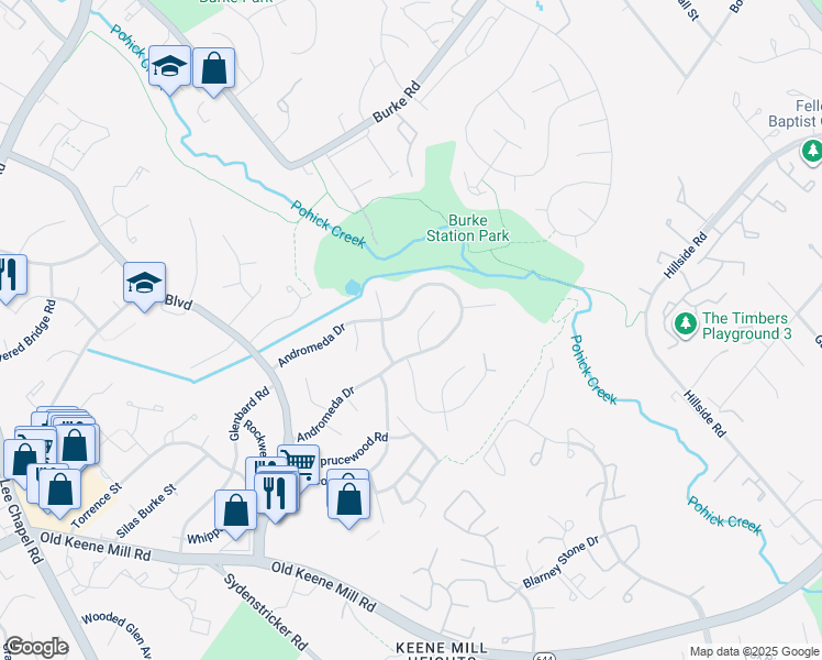 map of restaurants, bars, coffee shops, grocery stores, and more near 6212 Gemini Court in Burke