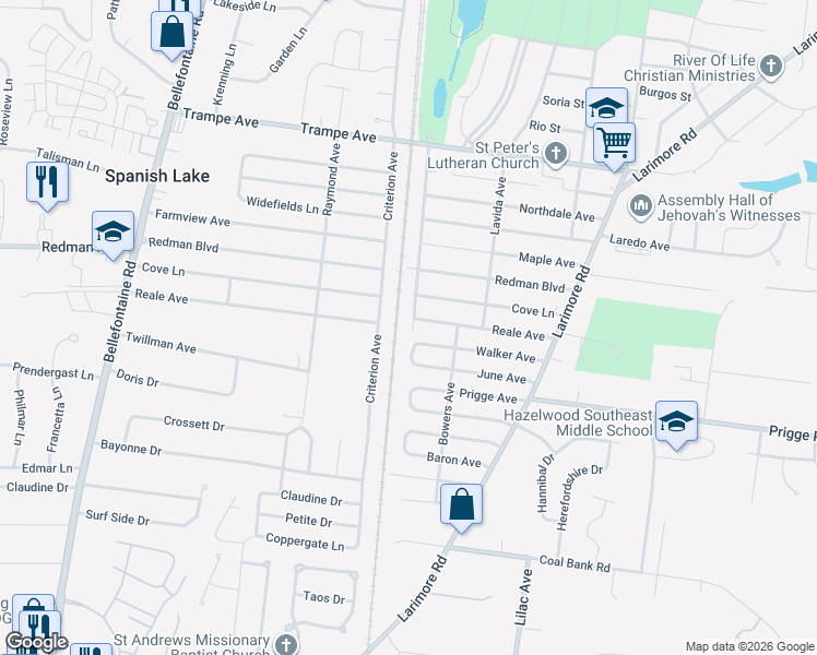 map of restaurants, bars, coffee shops, grocery stores, and more near 1226 Walker Avenue in St. Louis