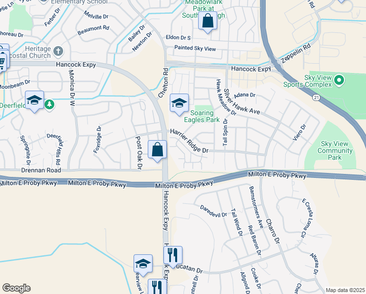 map of restaurants, bars, coffee shops, grocery stores, and more near 3441 Grey Owl Point in Colorado Springs