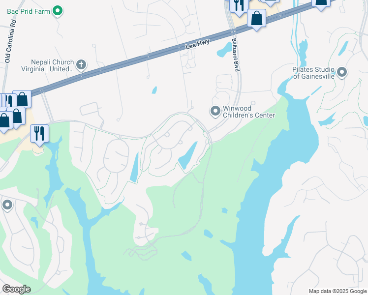 map of restaurants, bars, coffee shops, grocery stores, and more near 14947 Alpine Bay Loop in Gainesville