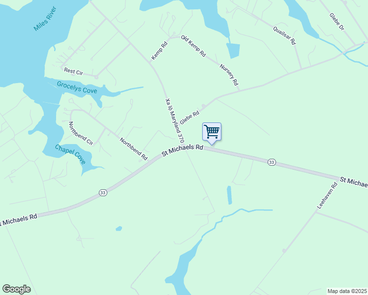 map of restaurants, bars, coffee shops, grocery stores, and more near Maryland 370 in Easton