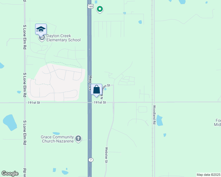 map of restaurants, bars, coffee shops, grocery stores, and more near 19015 North Madison Street in Spring Hill