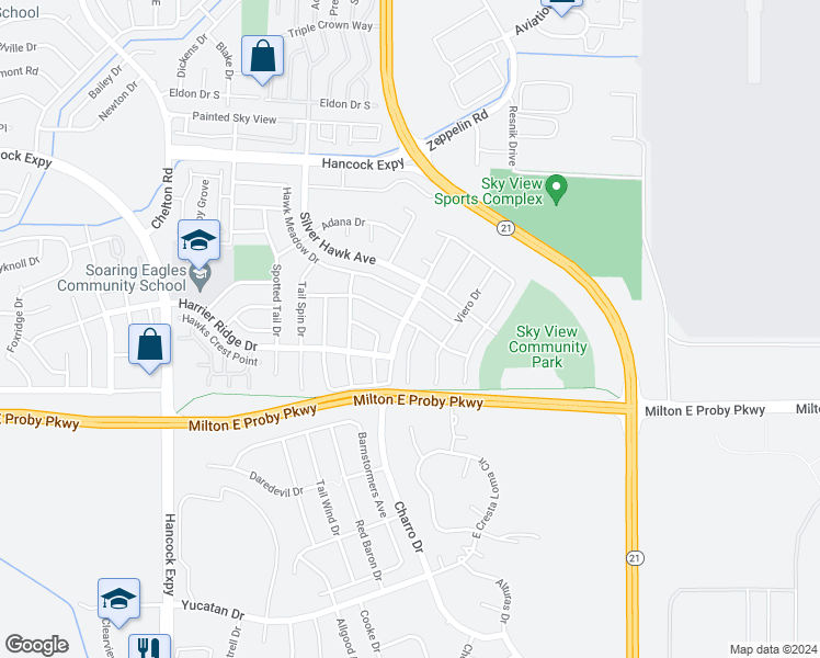 map of restaurants, bars, coffee shops, grocery stores, and more near 3316 Astana Drive in Colorado Springs