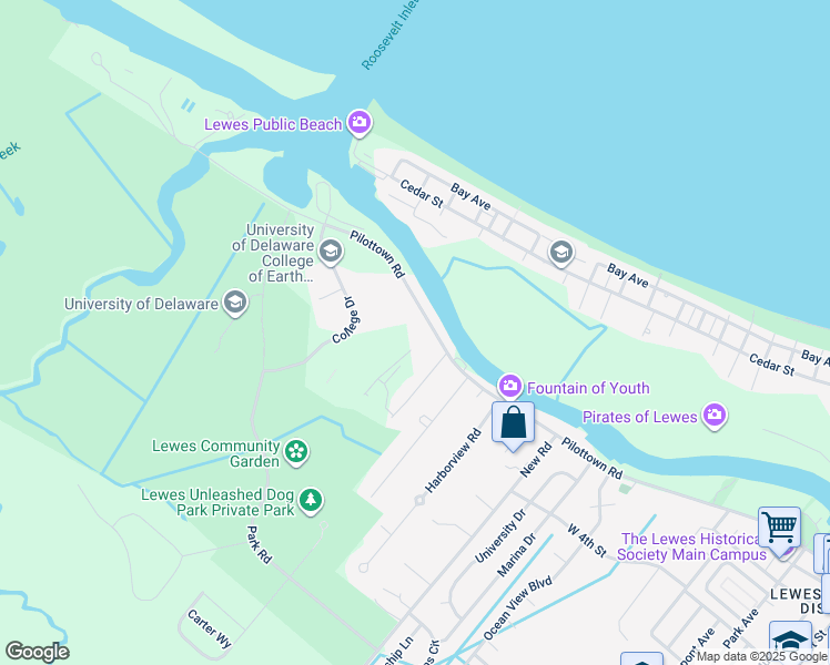 map of restaurants, bars, coffee shops, grocery stores, and more near 624 Pilottown Road in Lewes