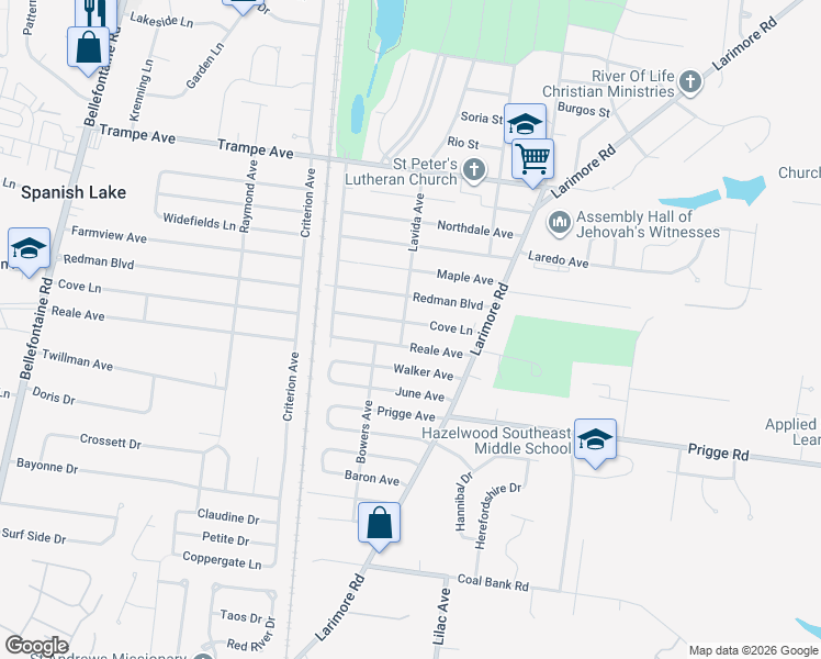 map of restaurants, bars, coffee shops, grocery stores, and more near 1151 Cove Lane in St. Louis
