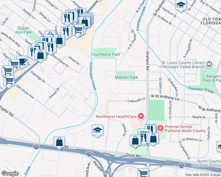 map of restaurants, bars, coffee shops, grocery stores, and more near 7752 Hazelcrest Drive in Hazelwood