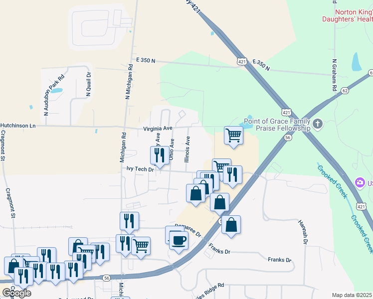 map of restaurants, bars, coffee shops, grocery stores, and more near 2931 Illinois Avenue in Madison