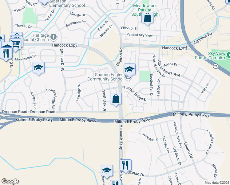 map of restaurants, bars, coffee shops, grocery stores, and more near 3330 Kirkwood Drive in Colorado Springs