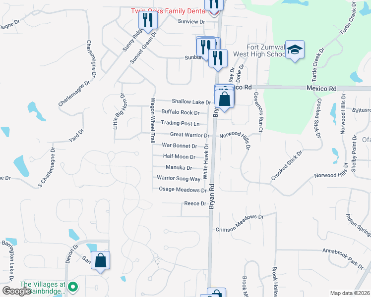map of restaurants, bars, coffee shops, grocery stores, and more near 1334 War Bonnet Drive in O'Fallon