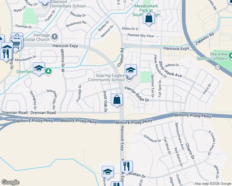 map of restaurants, bars, coffee shops, grocery stores, and more near 3330 Kirkwood Drive in Colorado Springs