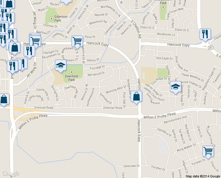 map of restaurants, bars, coffee shops, grocery stores, and more near 4580 Morning Mist Drive in Colorado Springs