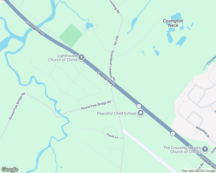 map of restaurants, bars, coffee shops, grocery stores, and more near 14706 Coastal Highway in Milton