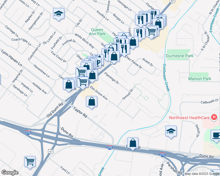 map of restaurants, bars, coffee shops, grocery stores, and more near 28 Tamma Lane in Hazelwood