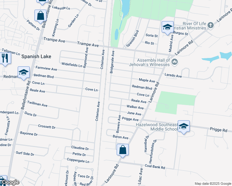 map of restaurants, bars, coffee shops, grocery stores, and more near 1244 Cove Lane in St. Louis