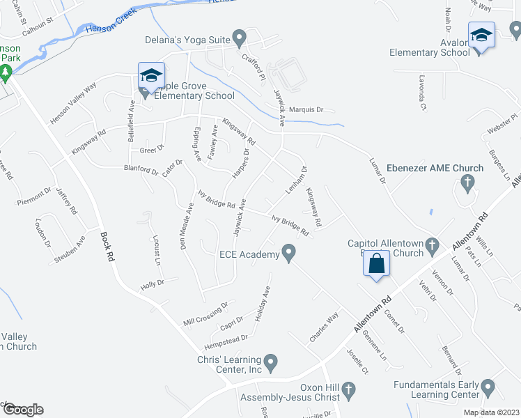 map of restaurants, bars, coffee shops, grocery stores, and more near 3006 Ivy Bridge Road in Fort Washington