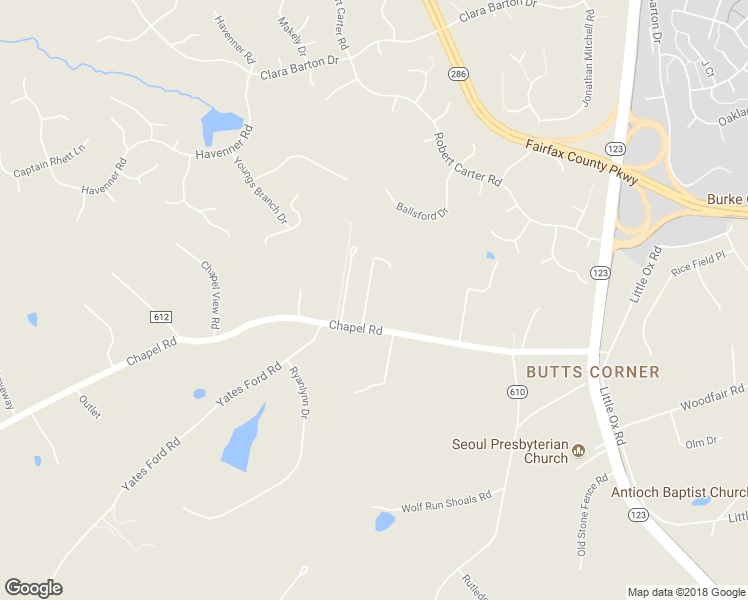 map of restaurants, bars, coffee shops, grocery stores, and more near 11306 Chapel Road in Fairfax Station